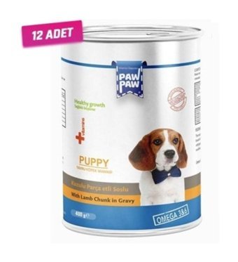 Paw Paw Kuzu Etli Soslu Yavru Yaş Köpek Maması 400 gr 12'li