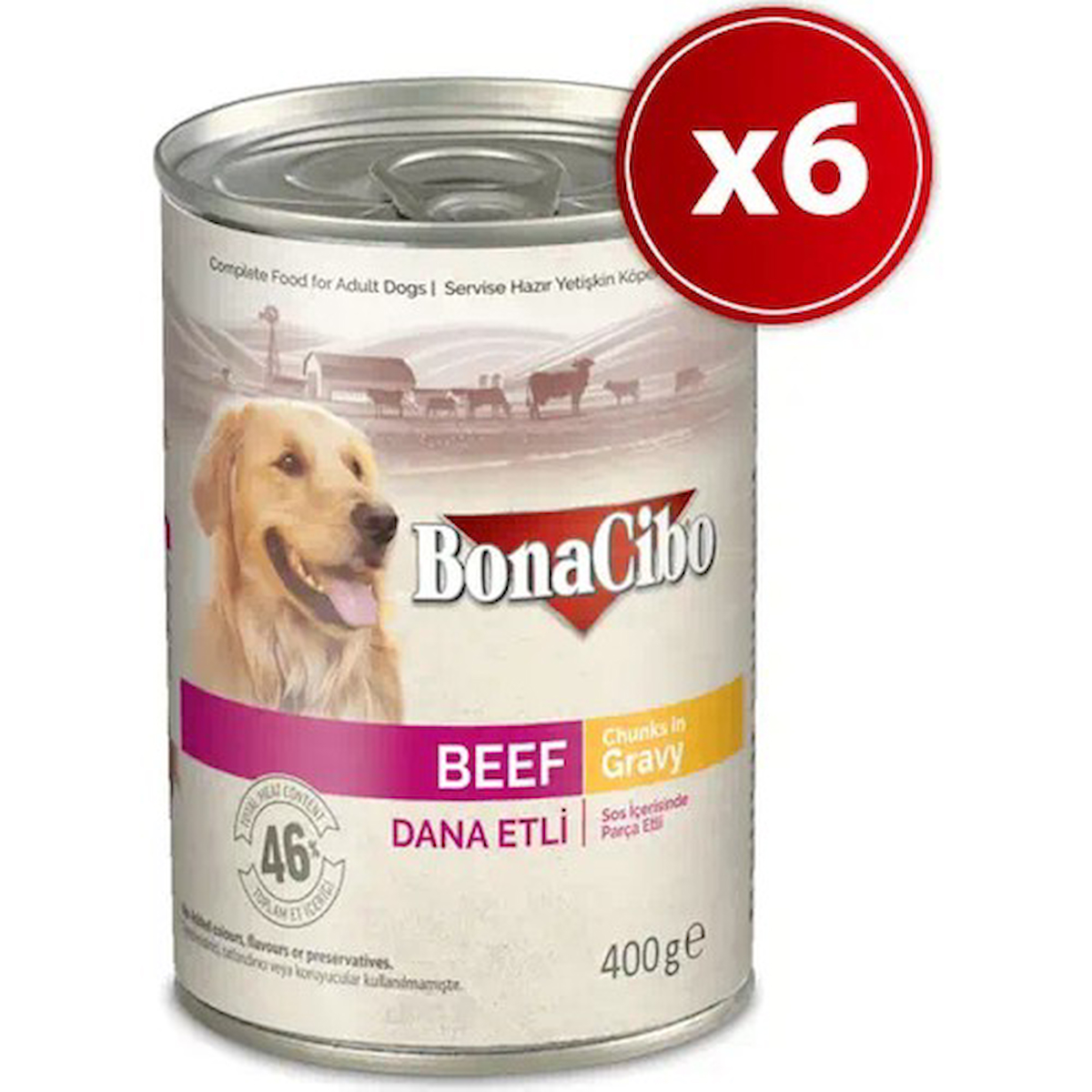 Bonacibo Dana Etli Soslu Yetişkin Yaş Köpek Maması 400 gr 6'lı