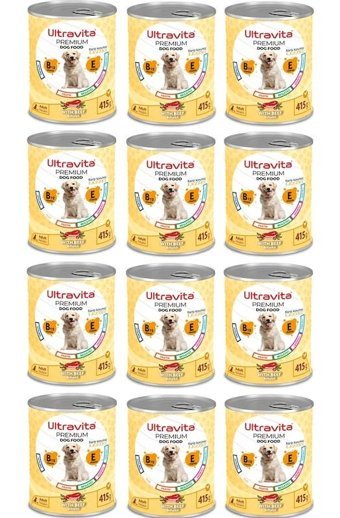 Ultravita Premium Yüksek Proteinli Sığır Etli Yetişkin Yaş Köpek Maması 415 gr 12'li