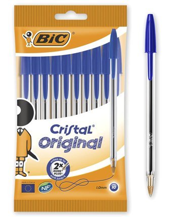 Bic Cristal Medium Plastik Tek Renkli 1.0 mm Mavi 10'lu Tükenmez Kalem