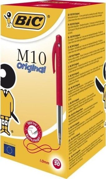 Bic M10 Plastik Tek Renkli 1.0 mm Kırmızı 50'li Tükenmez Kalem