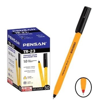 Pensan TR 23 Plastik Tek Renkli 1.0 mm Siyah 50'li Tükenmez Kalem