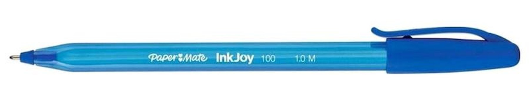 Paper Mate Inkjoy 100 Plastik Tek Renkli 1.0 mm Mavi 50'li Tükenmez Kalem