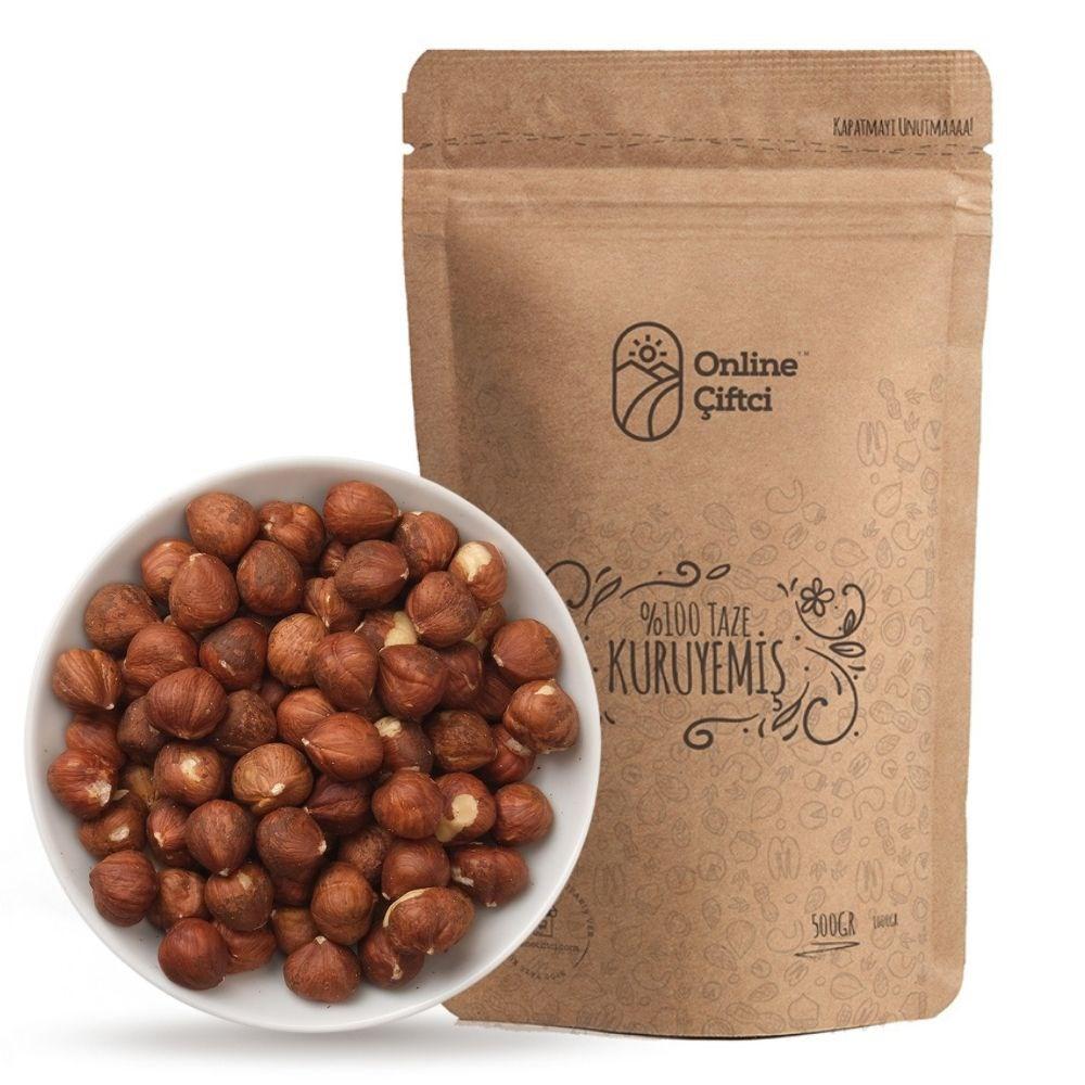 Online Çiftçi Çiğ Organik Tane Giresun İçi Fındık 500 gr