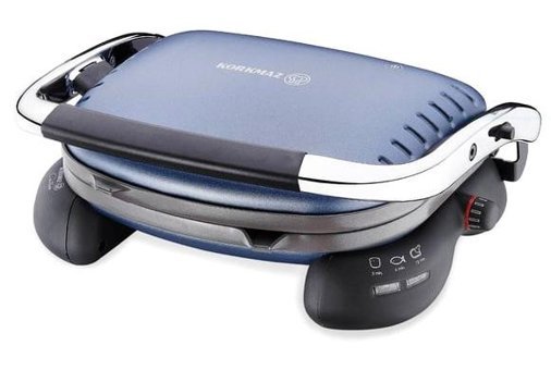 Korkmaz A324-07 Castron 6 Dilim Alüminyum Çıkartılabilir Plaka Lacivert Izgaralı Tost Makinesi