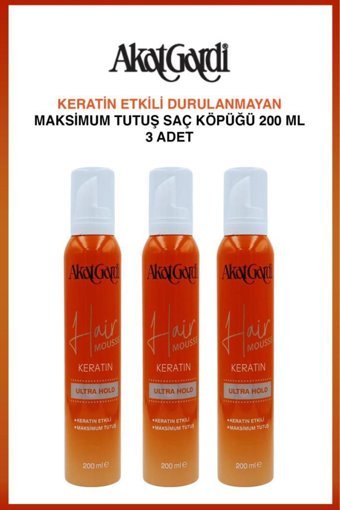 Akat Gardi Keratin Normal Saçlar İçin Şekillendirici Hacim Veren Saç Köpüğü 3x200 ml