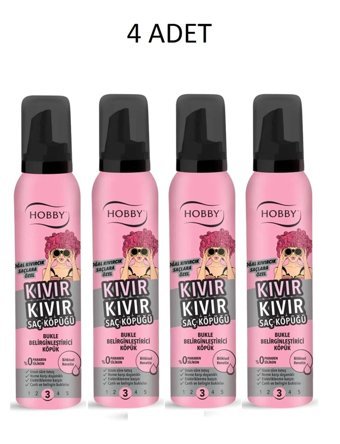 Hobby Kıvır Kıvır Dalgalı Saçlar İçin Şekillendirici Hacim Veren Saç Köpüğü 4x150 ml