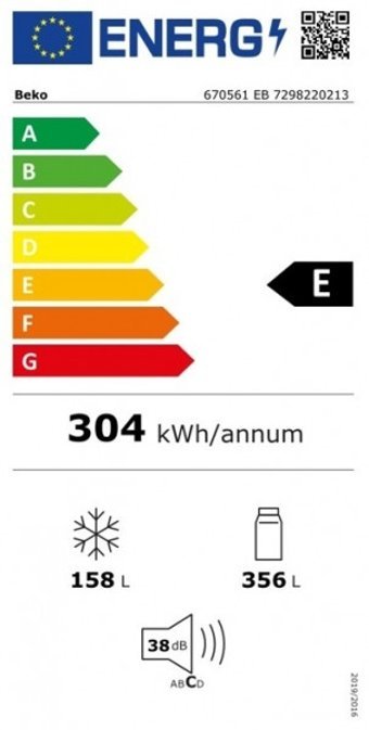Beko 670561 EB Çift Kapılı Statik E Enerji Sınıfı 514 lt Alttan Donduruculu Solo Kombi Tipi Buzdolabı