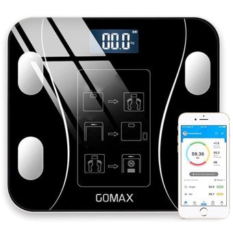 Gomax Yağ Ölçer Vücut Analizi Yapan Bluetoothlu Kas Ölçen Cam Dijital Akıllı Tartı