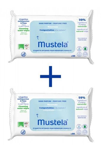 Mustela Parfümsüz Antibakteriyel 60 Yaprak 2'li Islak Mendil