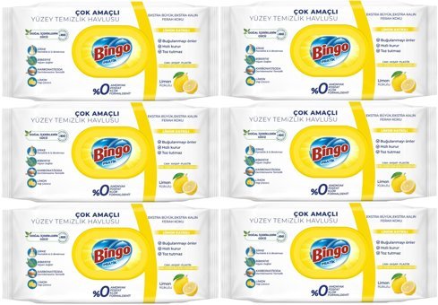 Bingo Clean Antibakteriyel 96 Yaprak 6'lı Islak Mendil