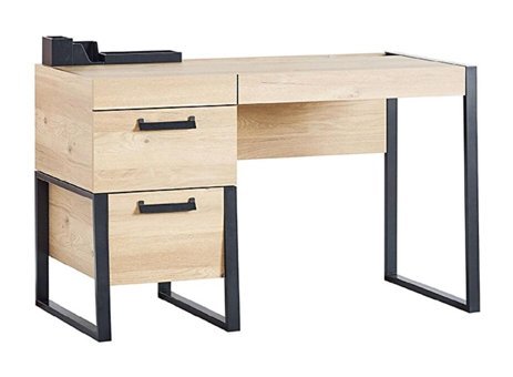 Almila İrony Çekmeceli 85.3x63x125.4 cm Ahşap Gövdeli Metal Ayaklı Çam Çalışma Masası