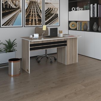 Kenzlife Kamikaze 75x60x130 cm Ahşap Gövdeli Mdf Ayaklı Açık Kahverengi-Siyah Çalışma Masası