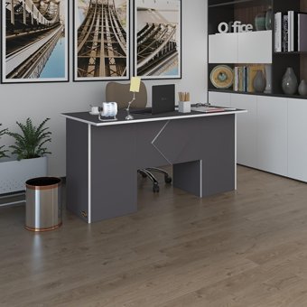 Kenzlife 75x80x180 cm Ahşap Gövdeli Mdf Ayaklı Gri Çalışma Masası