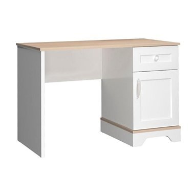 Almila Bianca Çekmeceli 77.3x63.3x115 cm Ahşap Gövdeli Mdf Ayaklı Beyaz-Kahverengi Çalışma Masası