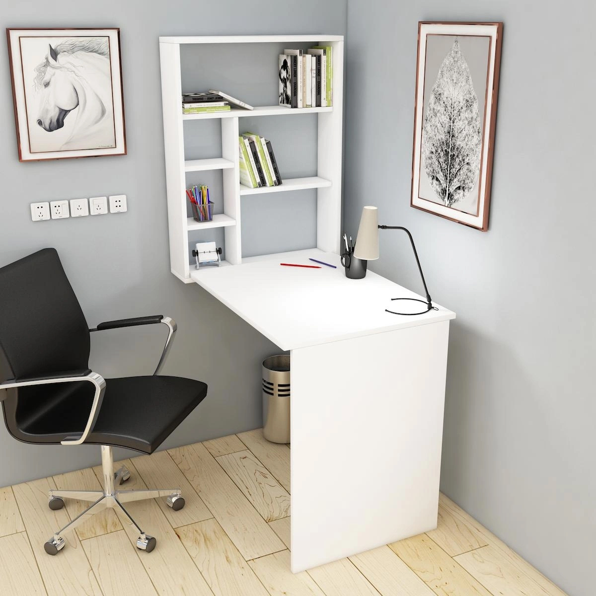 Arnetti Sedir Kitaplıklı 154.2x90x59 cm Ahşap Gövdeli Ayaklı Beyaz Çalışma Masası