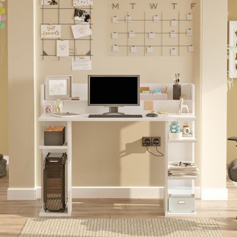 Robin Home Orion Kitaplıklı 98x58x123 cm Ahşap Gövdeli Mdf Ayaklı Beyaz Çalışma Masası