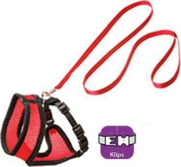 Karlie Fileli 30 cm Düz Kırmızı-Siyah Gezdirme Göğüs Kedi Tasması