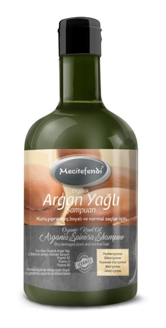 Mecitefendi Organik Onarıcı Düz Saçlar İçin Argan Yağlı Parabensiz Kremsiz Şampuan Unisex Şampuanı 400 ml