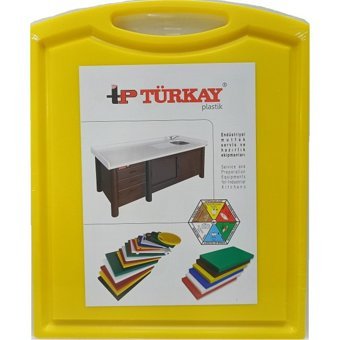 Türkay Polietilen Tutmalı Oluklu Plastik Büyük Sarı Kesme Tahtası