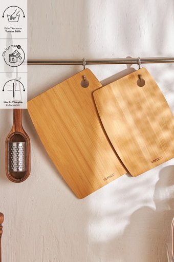 Karaca Bade 28-33 Cm Bambu Büyük-Orta Kahverengi İkili Kesme Tahtası