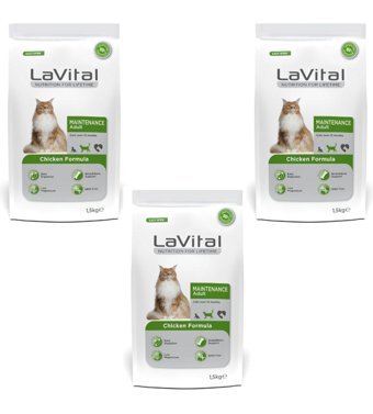 La Vital Premium Tavuk Tahıllı Yetişkin Kuru Kedi Maması 3x1.5 kg