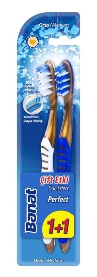 Banat Perfect Çift Etkili Yumuşak Manuel Yetişkin Diş Fırçası Gold