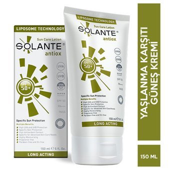 Solante Antiox Renksiz 50+ Faktör Mineral Filtreli Yağsız Suya Dayanıklı Güneş Losyonu 150 ml