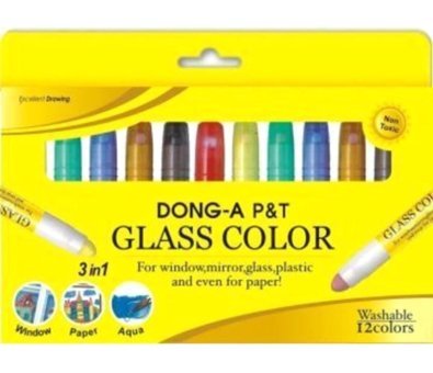 Dong-A Glass Color Silinebilir 12'li Mum Pastel Boya