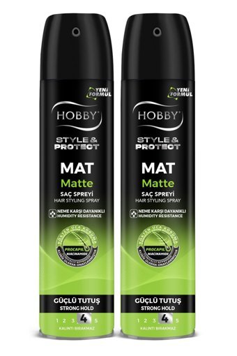 Hobby Style&Protect Matte Dolgunlaştırıcı/Hacim Keratinli Güçlü Saç Spreyi 2x250 ml