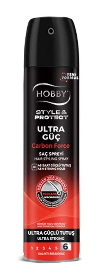 Hobby Style&Protect Carbon Force Dolgunlaştırıcı/Hacim Keratinli Güçlü Saç Spreyi 250 ml