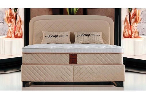 Ceviz Mobilya Platin 100x200 cm Başlıklı Yataklı Sandıklı Çift Kişilik Baza Seti Krem