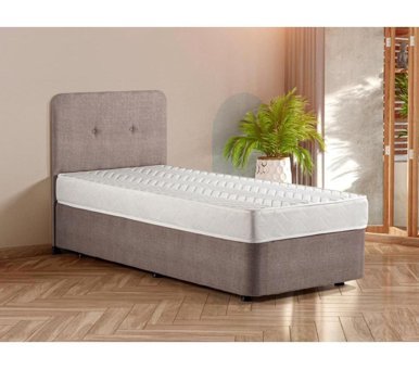 Niron Luna 120x200 cm Başlıklı Yataklı Sandıklı Tek Kişilik Baza Bej