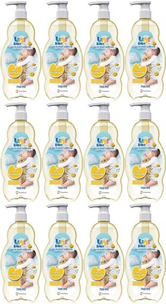Uni Baby Tatlı Rüyalar Göz Yakmayan Hipoalerjenik Hassas Ciltler İçin Papatya Özlü Bebek Şampuanı 12x700 ml