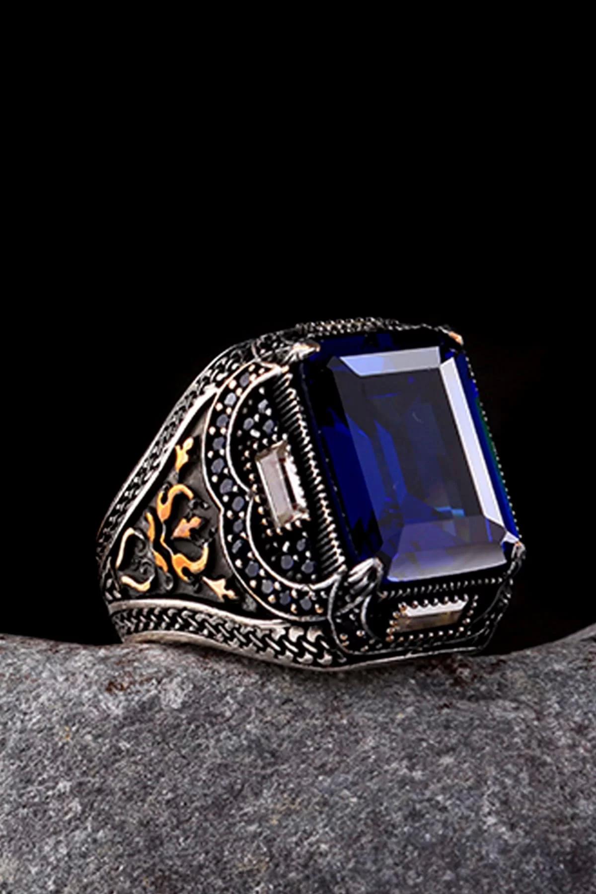 İpek Silver Mavi Zirkon Taşlı 925 Ayar Gümüş Yüzük
