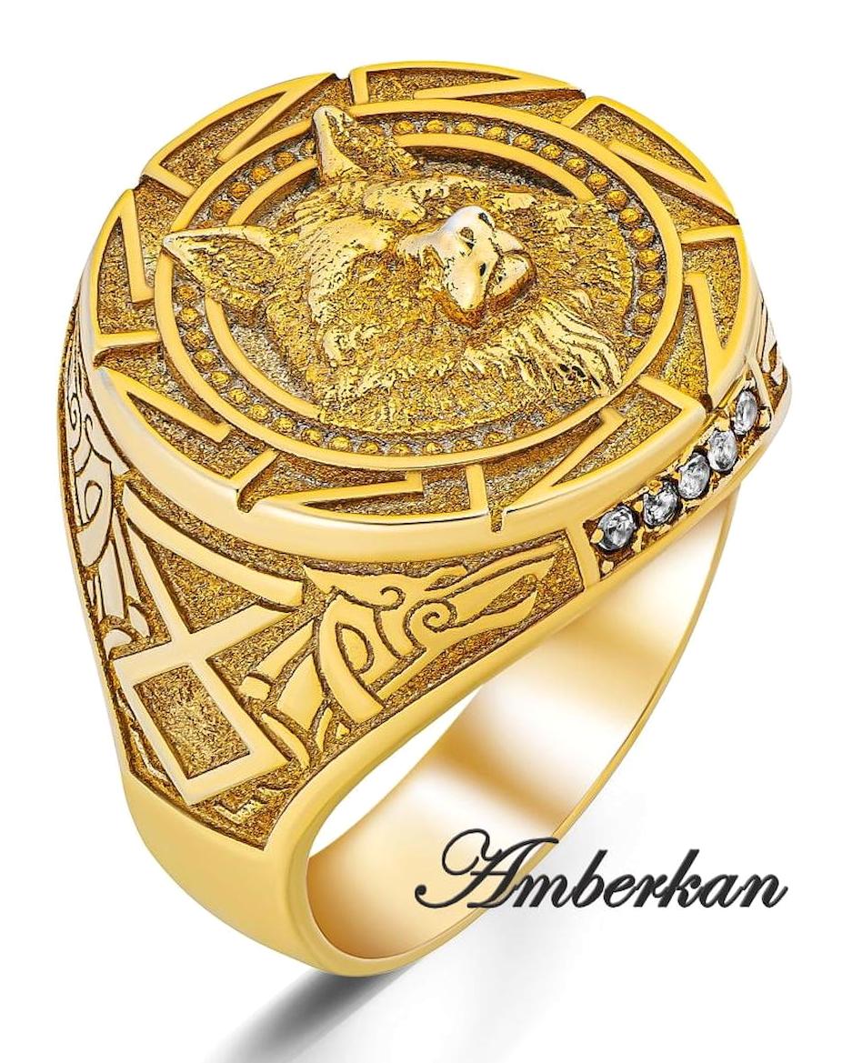 Amberkan Beyaz Zirkon Taşlı 925 Ayar Kurt Gümüş Yüzük