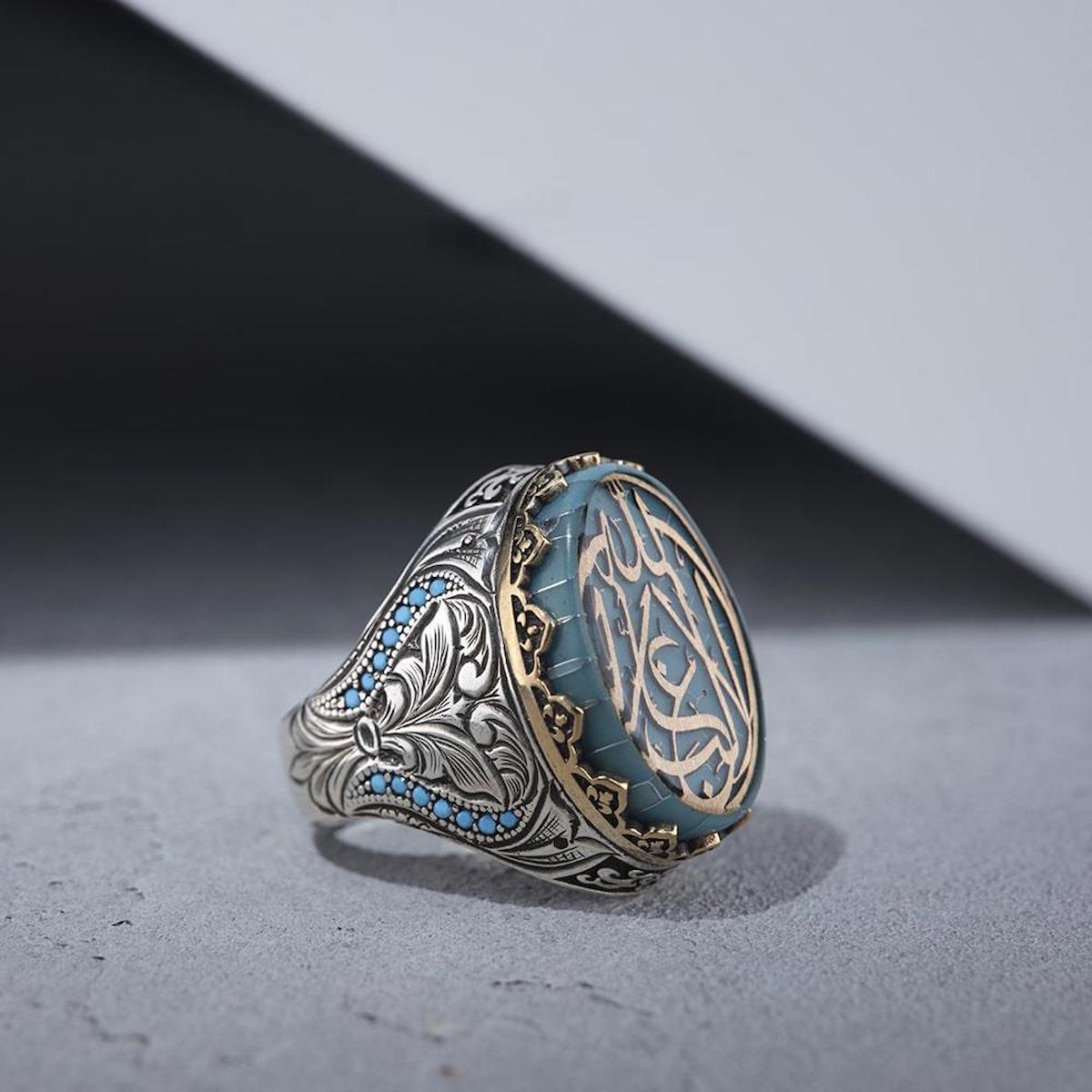 Son Sanat Kuyumculuk Turkuaz Taşlı 925 Ayar Gümüş Yüzük