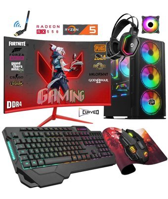 Zeiron ZGX25 Harici Radeon RX 550 AMD Ryzen 5 3600 32 GB Ram GDDR5 512 GB SSD Tower FreeDos 23.8 inç Monitörlü Masaüstü Oyuncu Bilgisayarı