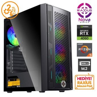 Raxius Nova G1 Harici GeForce RTX 4060 AMD Ryzen 5 5600 16 GB Ram 1 + 1 TB SSD Tower FreeDos Masaüstü Oyuncu Bilgisayarı