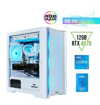 Warp Optima B760 Harici GeForce RTX 4070 Intel Core i5 12400F 64 GB Ram 1 TB SSD Tower FreeDos Masaüstü Oyuncu Bilgisayarı