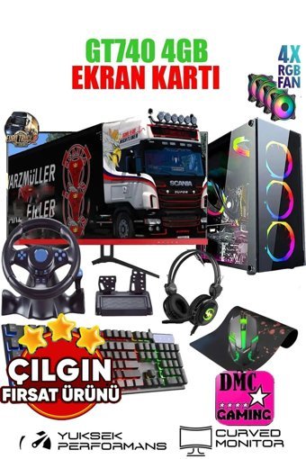 Dmc N231 Harici GeForce GT 740 Intel Core i5 3470 16 GB Ram 500 GB HDD + 256 GB SSD Tower FreeDos 24 inç Monitörlü Masaüstü Oyuncu Bilgisayarı