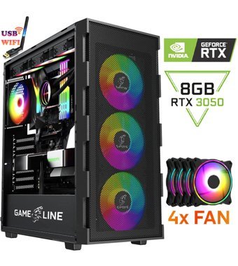 Gameline NX63 Harici GeForce RTX 3050 AMD Ryzen 5 5500 16 GB Ram DDR4 500 GB SSD Tower FreeDos Masaüstü Oyuncu Bilgisayarı