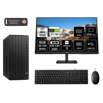 Hp Pro 290 G9 MA5EAD377 Harici GeForce GT 730 Intel Core i5 12500 32 GB Ram 512 GB SSD Tower Windows 11 Home 21.5 inç Monitörlü Masaüstü Oyuncu Bilgisayarı