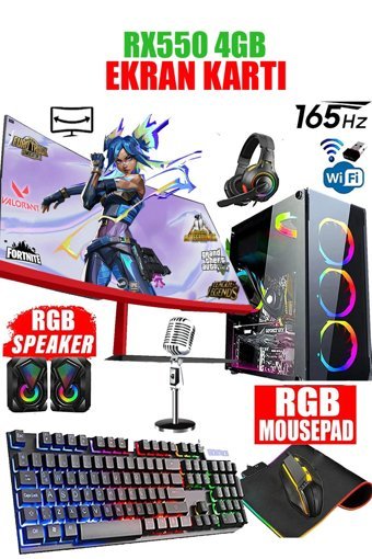 Dmc N137X Harici Radeon RX 550 AMD Ryzen 5 3600 32 GB Ram 512 GB SSD Tower FreeDos 24 inç Monitörlü Masaüstü Oyuncu Bilgisayarı