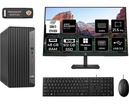 Hp Pro 400 G9 6U3M9EAMNT1442 Harici Radeon RX 550 Intel Core i7 12700 48 GB Ram 512 GB SSD Tower Windows 11 Pro 21.5 inç Monitörlü Masaüstü Oyuncu Bilgisayarı + PER4 BELLEK