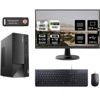 Lenovo Thinkcentre Neo 50T 11SC001ATXMNT3305 Harici GeForce GT 1030 Intel Core i3 12100 8 GB Ram 4 TB SSD Tower FreeDos 21.5 inç Monitörlü Masaüstü Oyuncu Bilgisayarı + PER4 BELLEK