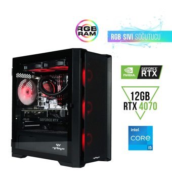 Warp Optima B760 Harici GeForce RTX 4070 Intel Core i5 12400F 16 GB Ram 1 TB SSD Tower FreeDos Masaüstü Oyuncu Bilgisayarı