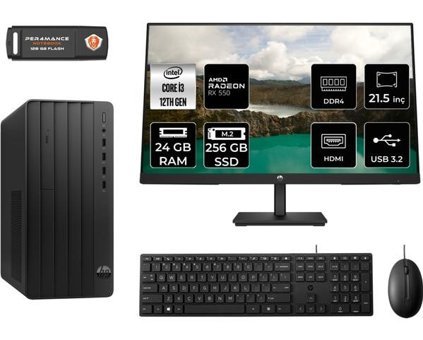 Hp Pro 290 G9 6D3A1EAMNT1321 Harici Radeon RX 550 Intel Core i3 12100 24 GB Ram 256 GB SSD Tower FreeDos 21.5 inç Monitörlü Masaüstü Oyuncu Bilgisayarı + PER4 BELLEK