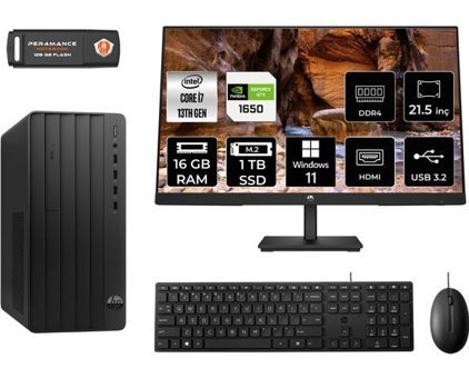 Hp Pro 290 G9 8T2X1ESMNT4413 Harici GeForce GTX 1650 Intel Core i7 13700 16 GB Ram 1 TB SSD Tower Windows 11 Pro 21.5 inç Monitörlü Masaüstü Oyuncu Bilgisayarı + PER4 BELLEK