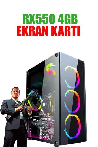 Dmc N121X Harici Radeon RX 550 Intel Core i7 860 16 GB Ram 256 GB SSD Tower FreeDos Masaüstü Oyuncu Bilgisayarı